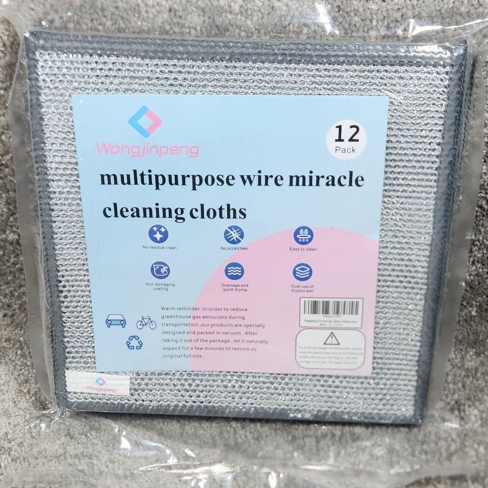 Wongjinpeng Wire Miracle Cleaning Cloths Silver 12 Pack Non-Scratch Multipurpose